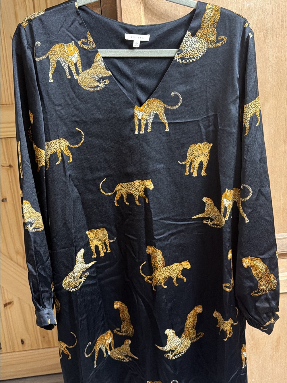 JODIFL Black Dress with Gold Leopard Print